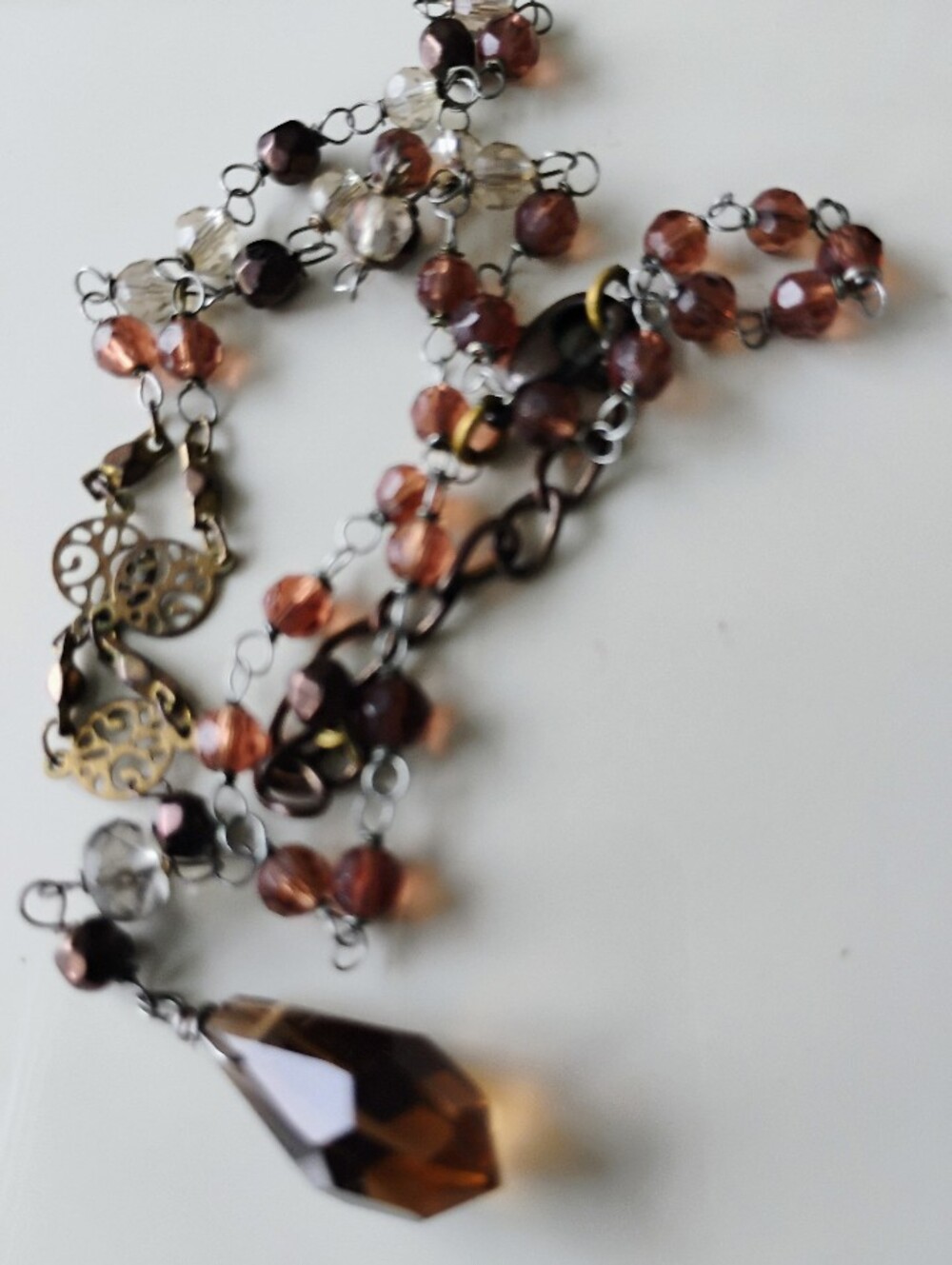 LOFT Brown Teardrop Beaded Necklace